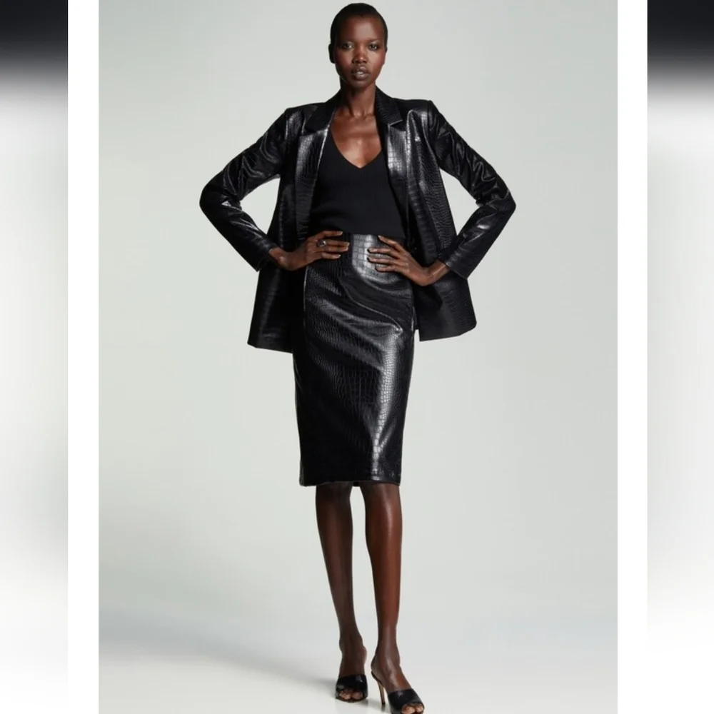 NWT Halogen Black Faux Leather Blazer Size XS - Picture 3 of 10